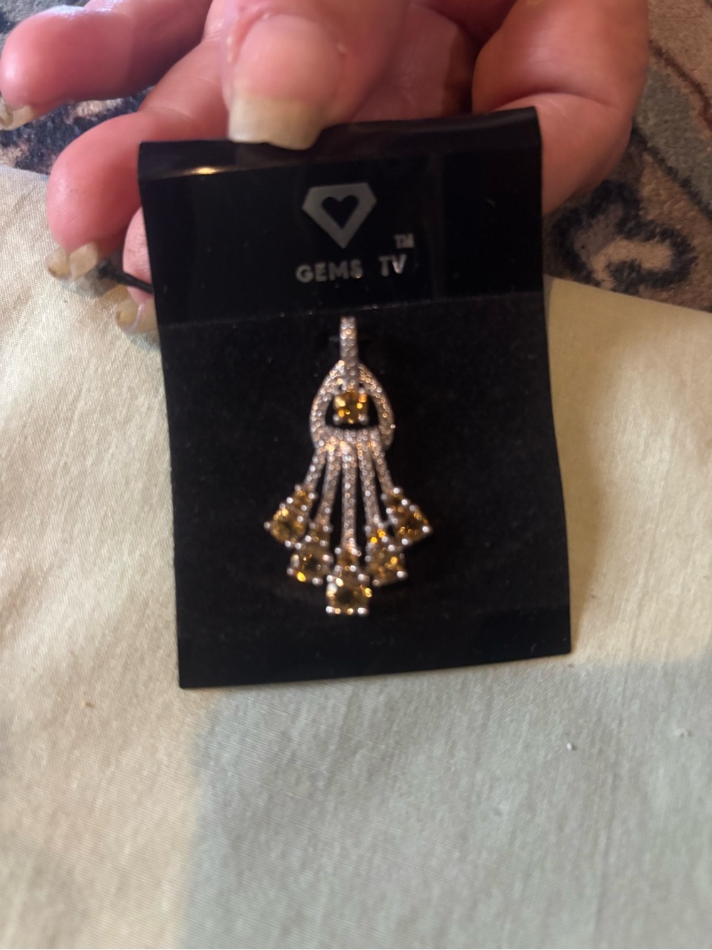 Gems TV Silver Pendant with Yellow Gemstones